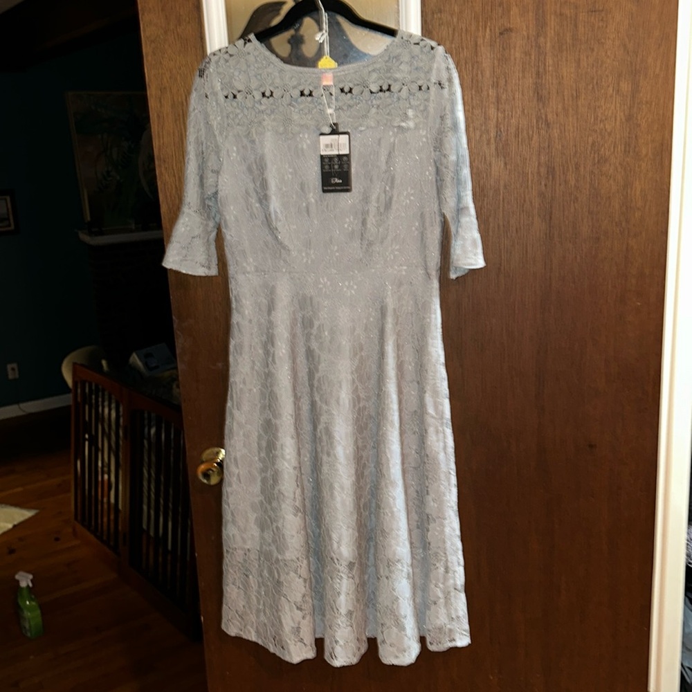 Tina Lacy Women’s Glittery Silver Dress Size XL NWT